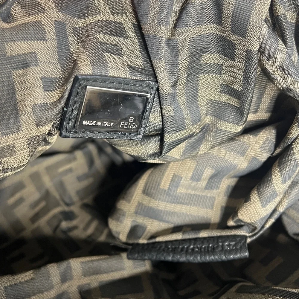 Fendi Small Spy Bag Black Lamb Leather Zucca Interior